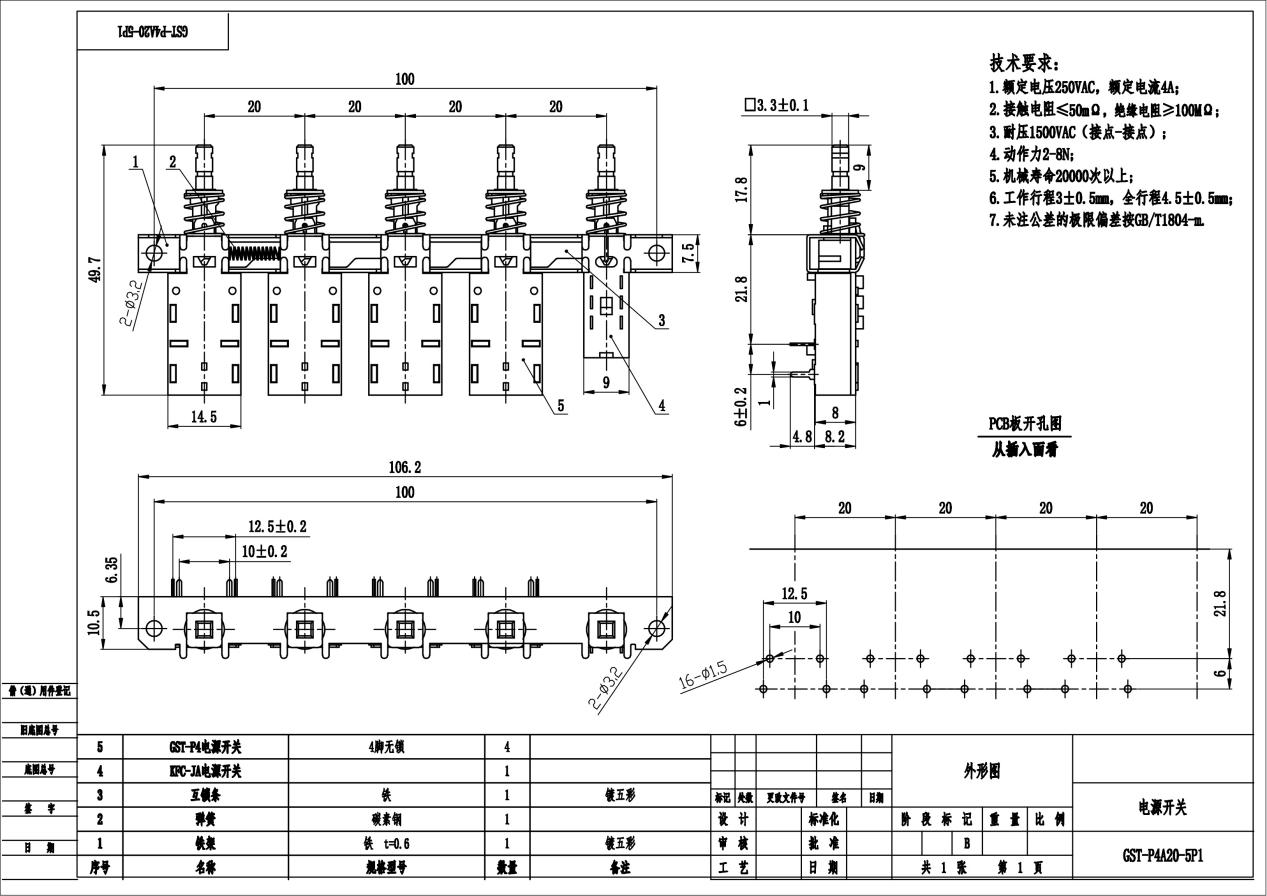 GST P4A20 5P1 atching Car Engine Power Switch