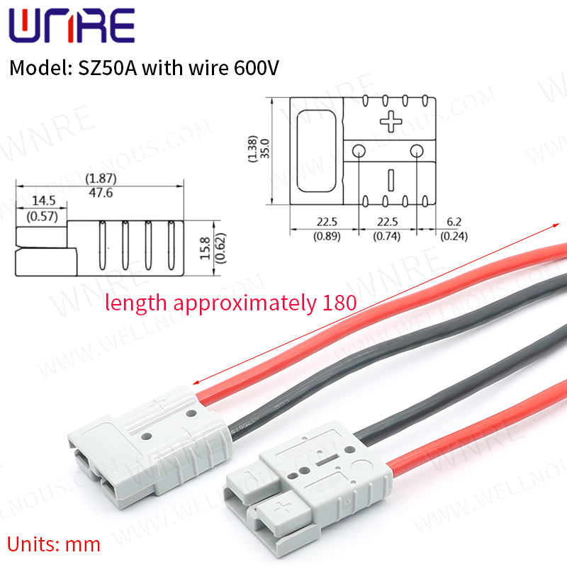 Iċċarġjar tas-Socket Port SZ50A Bil-wajer tal-wajer Terminal Plug Interface tal-Batterija tal-Ħażna tal-Enerġija Konnettur3