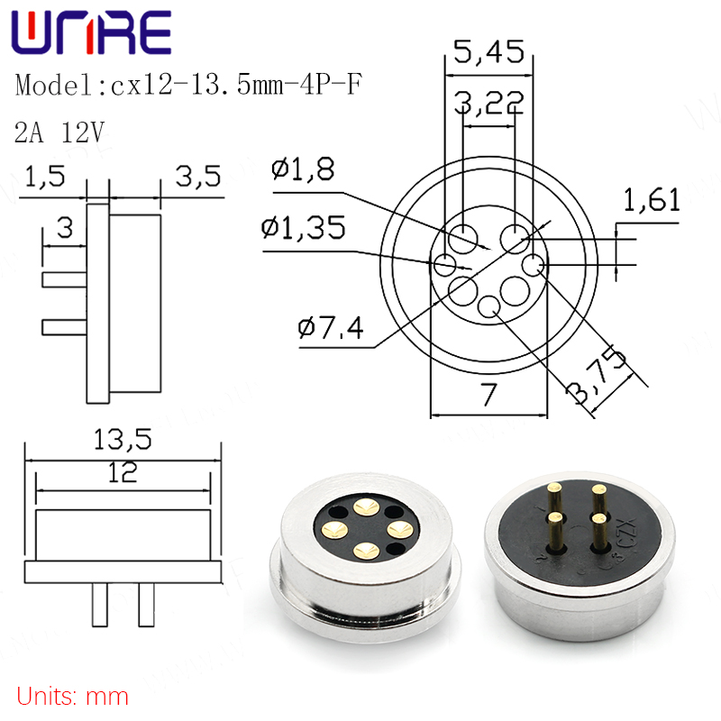 Magnéitesche Stecker 4Pin Kreesfërmegen Intelligenten Opluedport 3