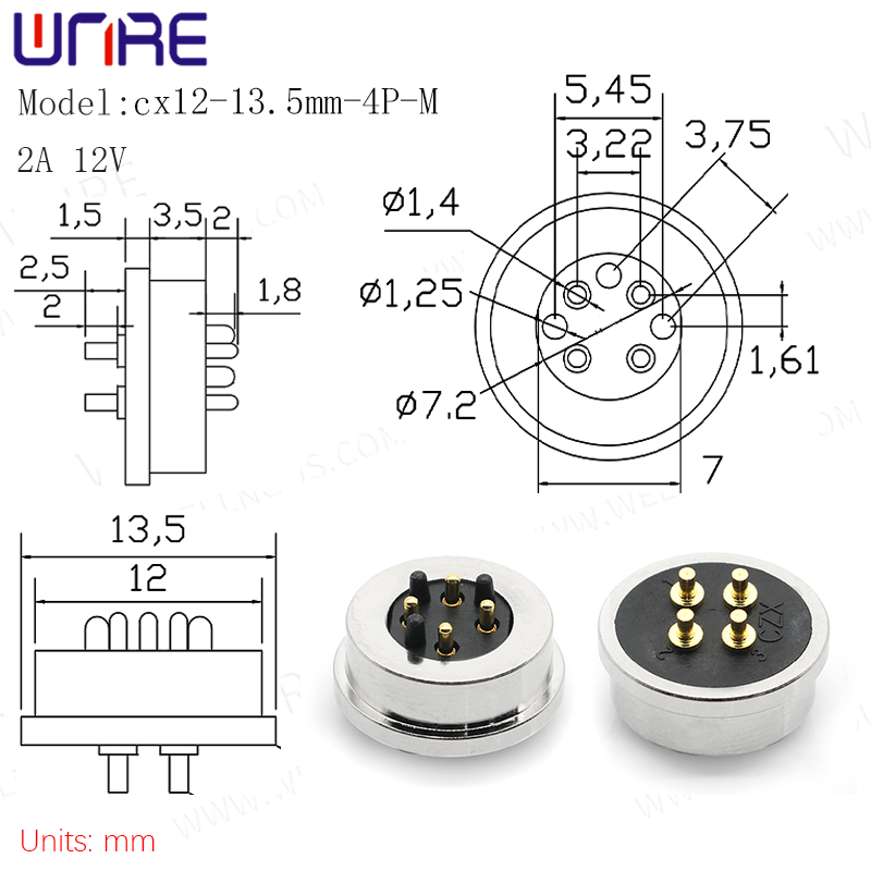 Magnéitesche Stecker 4Pin Kreesfërmegen Intelligenten Opluedport 4