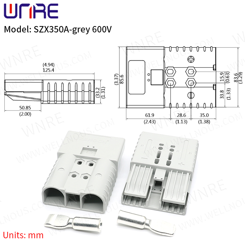 SZX350A Konnettur Griż tal-Batterija tal-Batterija tat-Terminal tal-Iċċarġjar tal-Port Interface Anderson Connector3